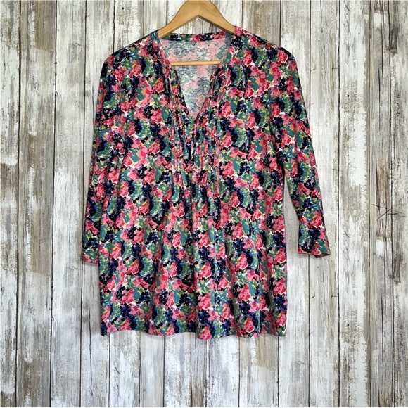 Talbots Tops - Talbots Floral Pleated V Neck Blouse